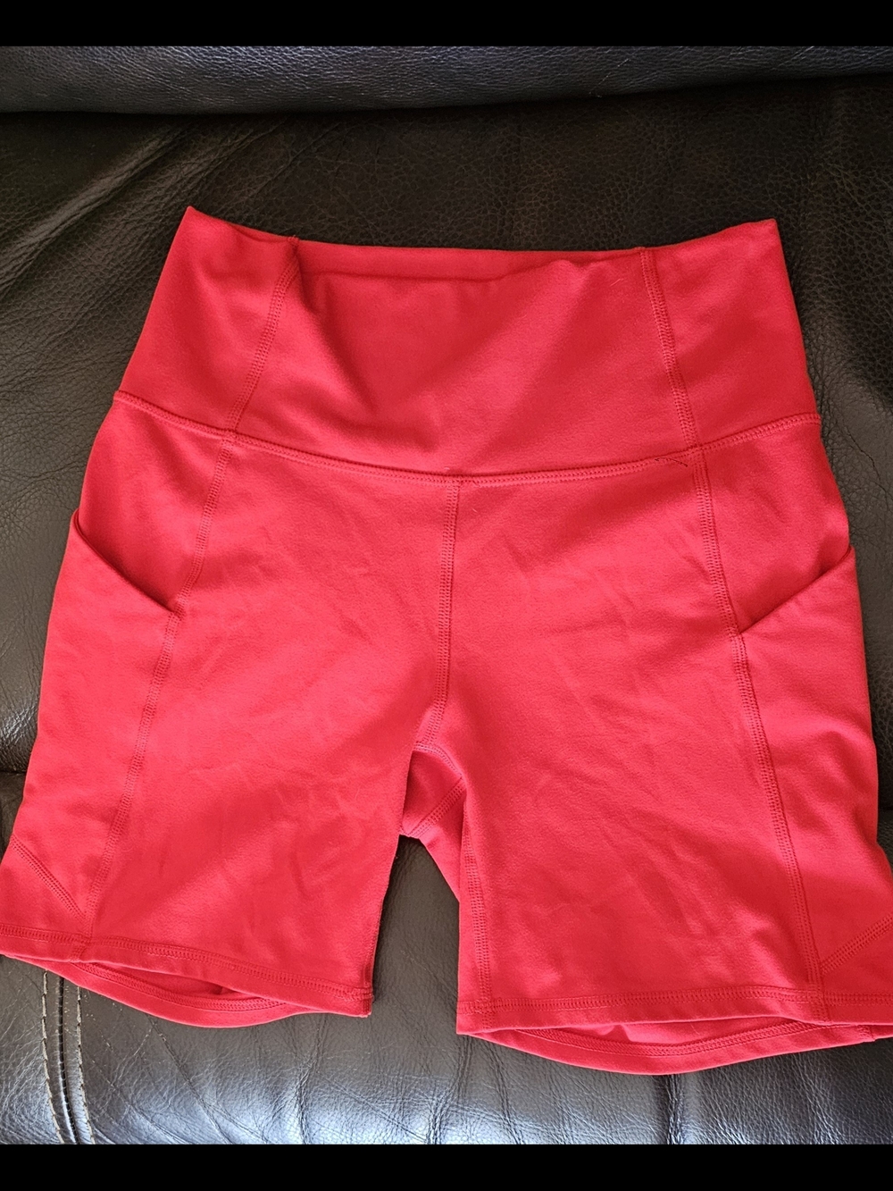 Fabletics Bright Red High-Waist Bike Shorts